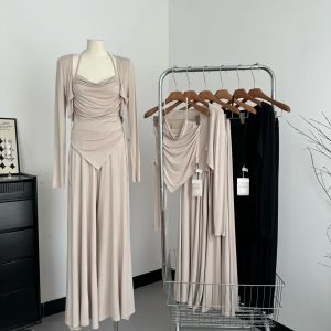 ชุดสามชิ้นกันแดดใส่สบายสำหรับฤดูร้อนปี 2023 ผ้ากำมะหยี่คอตตอนผสมลินินอื่นๆ อื่นๆ ชุดแฟชั่นสำหรับผู้หญิง