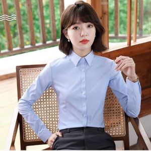 เสื้อเชิ้ตแขนยาวสีขาวสำหรับผู้หญิง ชุดทำงานธุรกิจฤดูใบไม้ร่วง สำหรับพนักงานต้อนรับ สำนักงานขายอสังหาริมทรัพย์ เสื้อผ้าทำงาน ชุดสัมภาษณ์