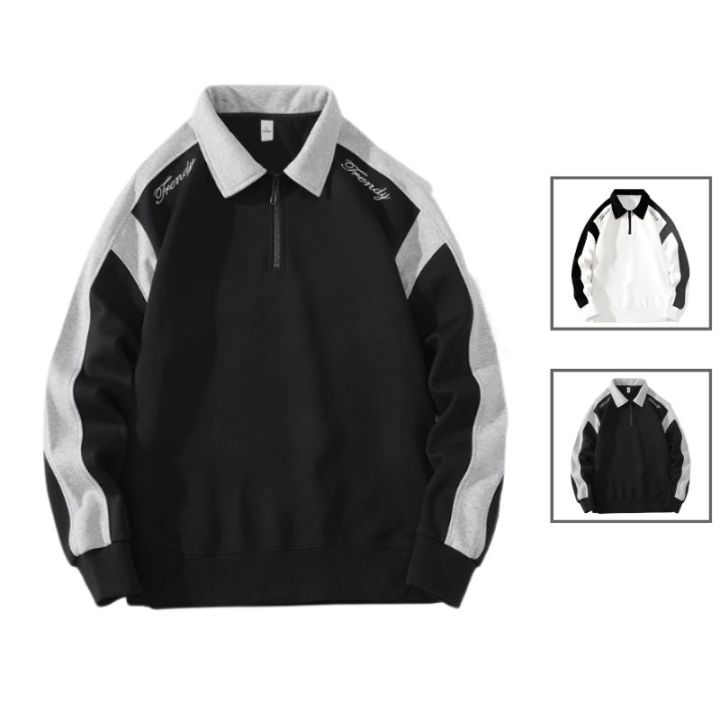 Áo Sweater Polo Nỉ Nam Nữ Dài Tay Unisex Tay Phối Viền Khóa Kéo Cổ Thời Trang Yodi TOP NAM 278V2