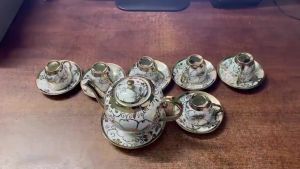 [GIAO NHANH 2H]Bộ tách trà nhũ vàng 6 ly dĩa cao cấp. Bộ ấm quà làm quà tặng trang trí