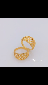 [VJ]Cop916 Ring "Dome Lattice" 999.9 Gold Plated Fashion Ring for Women W:9mm J0623 <Cincin>