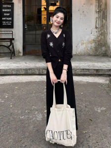 XUECAIQI | Autumn Korean Style Elegance Two-Piece Set Knit Cardigan Skirt