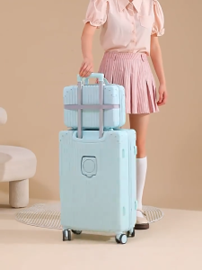 FS168 Koper Troli 24 Inch Kapasitas Besar Koper Tempat Gelas Air 20 Inch Multifungsi Koper 22 Inci Pengisi Daya USB