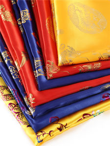 Vải Đỏ Rồng Vàng Vải Satin Đỏ Vải Satin Vàng Vải Trang Trí Lễ Hội Vải Rồng Phong Cách Trung Hoa Vải Thủ Công DIY