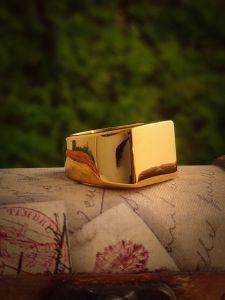 Night Works "Garden of Dawn" European Antique Gold Square Ring Plus Size Men and Women Vintage