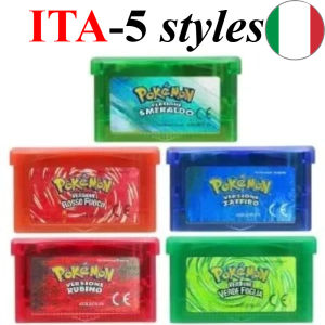 Bandai | Pokemon GBA Game Cartridge - Emerald FireRed LeafGreen Ruby Sapphire 32 Bit Game Collection ITA Version Italian Language