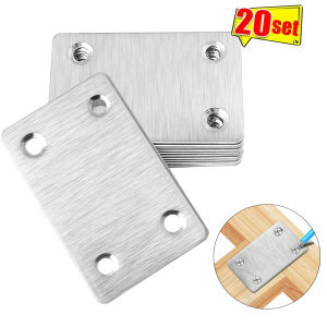10PCS Stainless Steel Right Angle Bracket Straight Four Hole Fixed Angle Bracket Furniture Fasteners Wood Shelves Cabinets