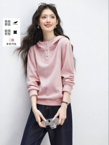 Vimly | Áo Hoodie Phong Cách Thoáng Mát Tay Dài Màu Hồng