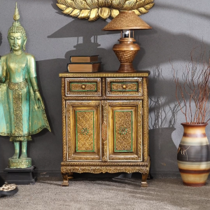 ตู้เฟอร์นิเจอร์สไตล์เอเชียตะวันออกเฉียงใต้ตู้ล็อคเกอร์ประเภทไทยตู้ไม้เนื้อแข็งตู้ลิ้นชักเก็บเสื้อผ้า ตู้แกะสลักไม้ลายไทย