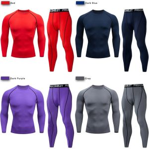 2pcs Mens Compression Sportswear Suit GYM Tight Sports Yoga Sets Workout Jogging MMA Fitness Clothing Tracksuit Pants Sporting