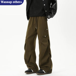 Vintage Wide-leg Workwear Style Summer Fashionable Loose-fitting Straight Leg Pants