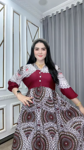 Casandra Taury CASATA – Dress Katun Rayon Anggun Kancing Busui & Tali Pinggang