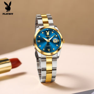 PLAYBOY watch for women elegant diamond small dial calendar luminous waterproof 100% original gift for girlfriend
