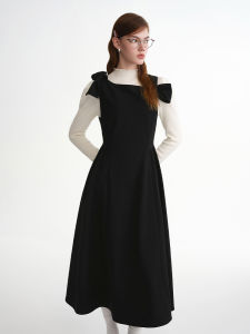 DUSHU | Plus Size French Style Bow Detail Dress For Office Wear