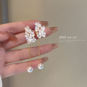 Hoa Tai Tua Rua Dài Hình Hoa Ngọc Trai Thanh Lịch Cho Nữ Trang Sức Thời Trang Hợp Kim Mới Về Trang Sức Tai