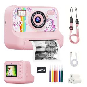 Children Instant Print Digital Camera Photo Color Label Thermal Print Camera for Kids 3-12 Age Best Birthday Festive Gifts