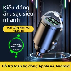 Đầu Sạc Xe Hơi Siêu Nhanh Cắm Bật Lửa Dual USB Ports