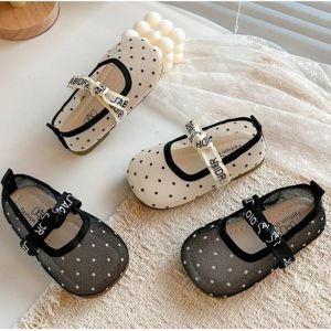 Girls Casual Shoes Polka Dot Mesh Princess Cute Bow Spring Summer 2026 Suitable Toddlers Medium Large Children Wedding Party