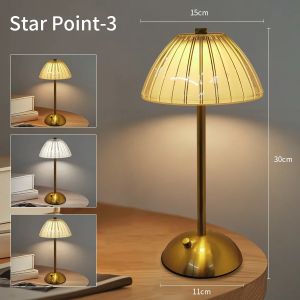 LED Crystal Touch Table Decor Light Rechargeable Dimmable Desktop Night Lamp for Bedroom Bedside Bar