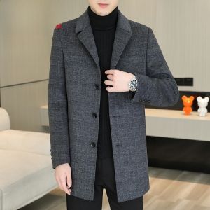 HENGYUANXIANG | Double-Sided Woolen Mens Coat Medium-Length Fashion Autumn Winter New Style Suit Collar Woolen Windbreaker Outerwear