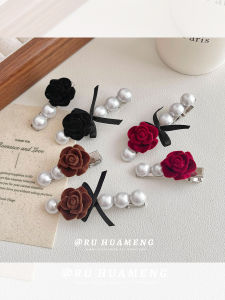 กิ๊บติดผมรูปดอกกุหลาบไข่มุกสไตล์ฝรั่งเศส ทรงปากเป็ด สำหรับผู้หญิง กิ๊บติดผมแบบหน้าม้า ตกแต่งผม ทรงปากเป็ด ทรงปากเป็ด
