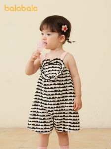 Balabala เสื้อผ้าทารกแรกเกิดหญิงกางเกง2024ชุดเดรสหน้าร้อนใหม่ หวานน่ารักแสง