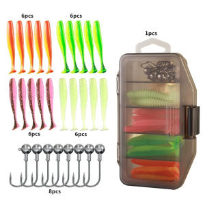 61 pieces/set of imitation fish soft ball fishing gear with hook storage box soft portable outdoor fishing gear lure bait