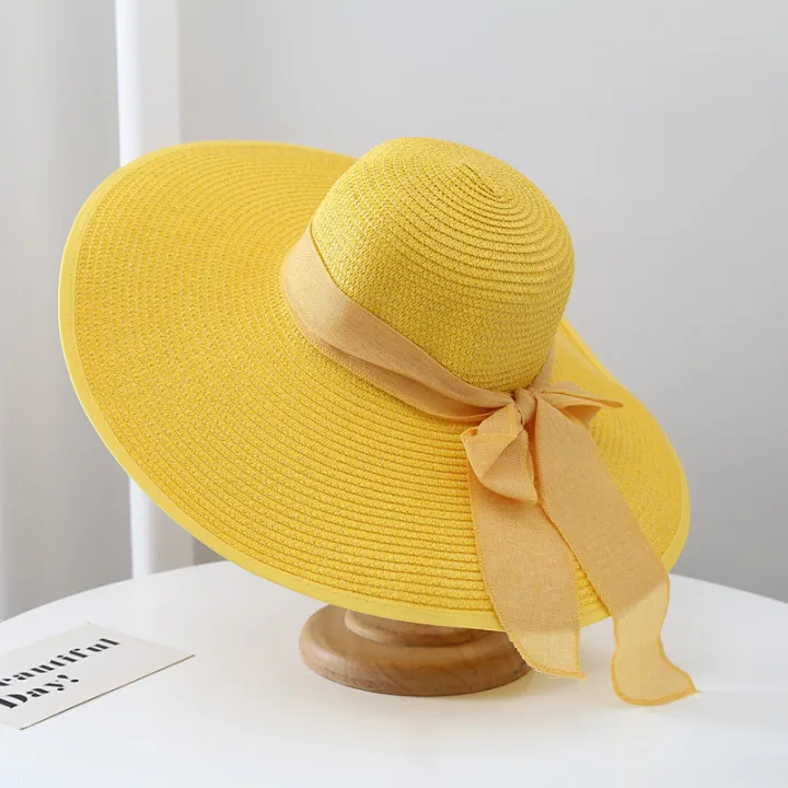 Summer%20Womens%20Sun%20Ultra%20Large%20Brim%20Foldable%20Sunscreen%20Beach%20Vacation%20Hat%20Casual%20round%20Top%20Youth%20Suitable%20Butterfly%20Knot%20-%20Image%208