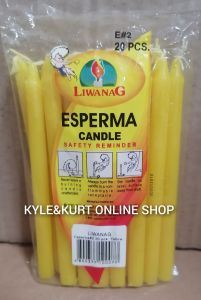 Liwanag Esperma Candle #2 (E#2) Sold per Pack 20 Pieces in a Pack Size: 5.02"Height Burning Time: 5-8 Hours The Smallest Esperma Candle Size Can Use for Christining.
