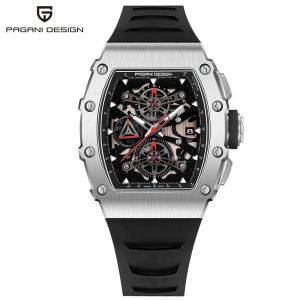 Pagani Design | PAGANI DESIGN Men Quartz Watch Tonneau Hollow Dial Multifunctional Sports Watch Sapphire Crystal Stainless Steel Wristwatch