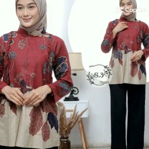 BLOUSE BATIK MODEREN || BLOUSE BATIK WANITA TERBARU  LENGAN PANJANG || BLOUSE BATIK || KEMEJA KANTOR