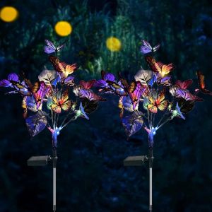 LED Simulation Butterfly Sunflower Outdoor Solar Light Garden Summer Landscape  Lighting Camping Wedding Party Decor Lawn Lamp