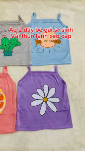 Áo 2 dây bé gái sơ sinh chất vải thun lạnh cao cấp siêu mềm nền màu họa tiết cực xinh 5-15kg
