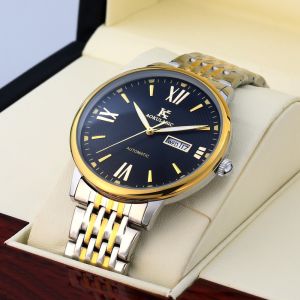Men Automatic Mechanical Ultra Thin Business Watch Luminous Date Day Display Screw Crown 30m Water Resistant 40.5mm Large Dial