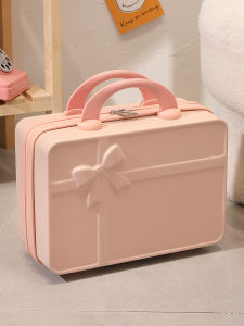 Fashionable Mini Handheld Luggage Makeup Case 14 Inch Macaron for Women with Butterfly Knot Travel Storage Bag Additional Bag