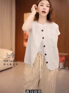 High-End Fashion Linen Vest Summer 2025 Stylish Slimming Single-Button Coat Trendy Top Womens Clothing Commute Style