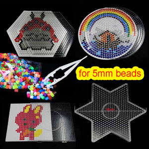 5.0mm Perler Fuse Bead Pegboard Square Shape Practical Beads Templates Circle Puzzle Template for Hama Beads Craft Stencils