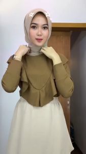 AZURA BLOUSE KNIT RIB RAJUT HALUS LAYER RUFFLE WANITA LENGAN PANJANG KUALITAS PREMIUM MUSLIM ATASAN WANITA