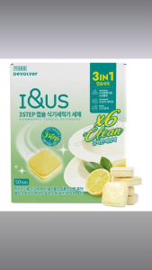 I&Us 3-Step Capsule Dishwasher Tablet Detergent 50pcs 500g Lemon Scent Grease Removal Kitchen Cleaning Tablets