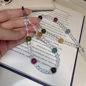 High-End Amethyst Quartz Crystal Mobile Phone Chain Natural Stone Colorful Bag Pendant Decorative Hanging Ornament Accessories