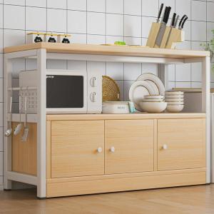 QIUZHISE | Multi-functional Storage Cabinet with Butcher Block Quartz Countertop