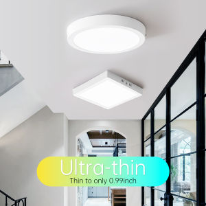 CHENBEN LED Panel Light Ultra-thin Ceiling Lighs Round/Square Surface Mounted Downlight 10W/15W/20W/30W Ceiling Lamp Spotlight for Living Room Kitchen Bedroom Hallway Lighting