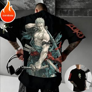 เสื้อยืดอนิเมะ โซโล วันพีซ ฮาราจูกุ ผู้ชาย ซูเปอร์ไซย่า วินเทจ เสื้อยืดฤดูร้อนทรงหลวม ผู้หญิง สตรีทแวร์ ลำลอง แขนสั้น เสื้อยืด Y2k