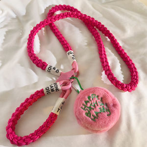 Pamia HAPP round Coin Purse Long Hanging Rope Mobile Phone Case Pendant Woven Anti-Lost Strap Camera Side Neck Strap Car Key Ring Earphone Storage