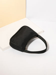 Retro Canvas Underarm Bag Simple Nylon Womens Shoulder Bag Trendy Versatile Handbag Soft Polyester Lining Zipper Closure Casual