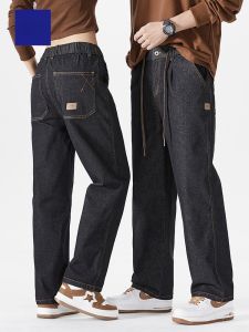 ROMON | Romon Mens Fleece Lined Straight Leg Jeans Trendy Brand Youth Casual Long Trousers Winter Season Cotton Polyester Blend