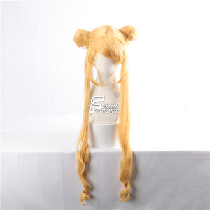 Finnear Sailor Moon Yellow Hair Cosplay Wig Moon Princess Ice Moon Fake Hair Small Rabbit Golden Color Anime Cartoon Props