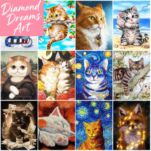 Frameless 1pcCute Cartoon Cat 5D DIY Diamond Painting Embroidery Full Square Round Diamond Rhinestone Mosaic Cross Stitch Art D