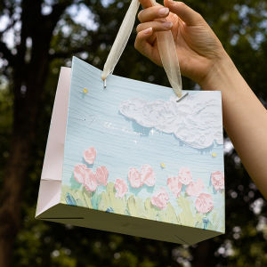 Creative Stationery Gift Bag Dream Series Handheld Oil Painting 3D Effect New Year Greeting Wish Packaging Paper Bag