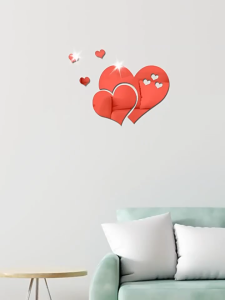 Bộ 2 Trái tim 3D dán tường - DIY - bằng mica
